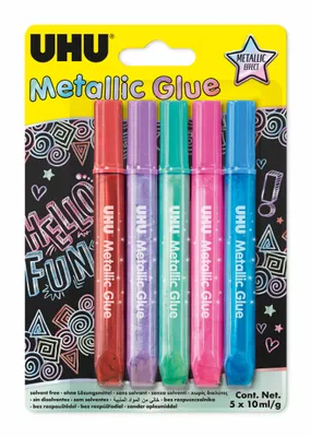 Produktbild von UHU Glitter Glue 5x 10 ml 5 Farben Metallic