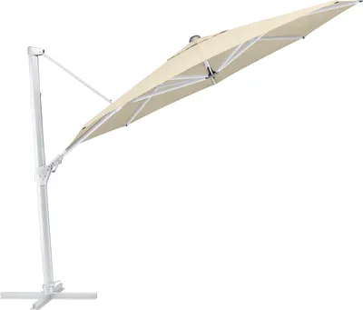 Produktbild von Kettler Easy Swing Ampelschirm 350 cm, UPF 50+, inkl. Abdeckhaube+ Schirmständer, silber/natur, Aluminium/Polyester mit Polyurethan-Beschichtung