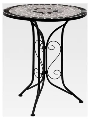 Produktbild von Runder Mosaik-Beistelltisch für Balkon, Garten und Terrasse, grau, 60 cm, Keramik