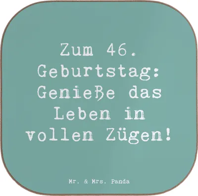 Produktbild von Mr. & Mrs. Panda unterleger Spruch 46. Geburtstag Lebensfreude - Meeresbrise - Geschenk, Erfahrungen, Überraschungen, Coaster, Tassenuntersetzer, Untersetzer für Gläser