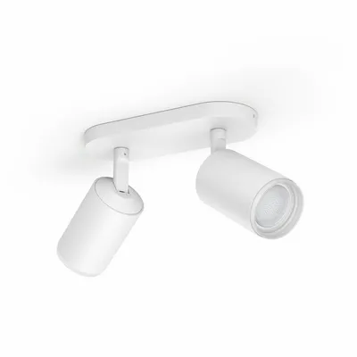 Produktbild von Philips Hue White and Color ambiance Fugato Zweierspot weiß, Intelligente Deckenbeleuchtung, Bluetooth/Zigbee, Weiß, LED, Metall, GU10