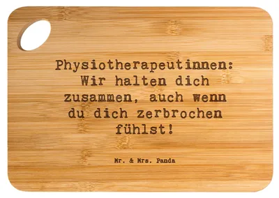 Produktbild von Mr. & Mrs. Panda Schneidebrett Spruch Physiotherapeutin Zusammenhalt - Transparent - Geschenk, Engagement, Berufe, personalisierte Geschenke, Küchenbrett, Berufsleben