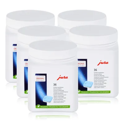 Produktbild von Jura Entkalkungstabletten 36 Tabletten in der Dose - Phosphatfrei (5er Pack)