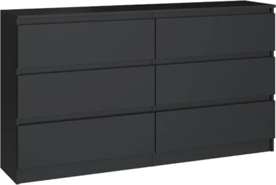 Productafbeelding van VBChome Kommode met 6 lades, 140 x 40 x 77 cm, zwart. Ladekast zonder handgrepen, multifunctionele kast voor hal, slaapkamer, woonkamer, kinderkamer. Modern design