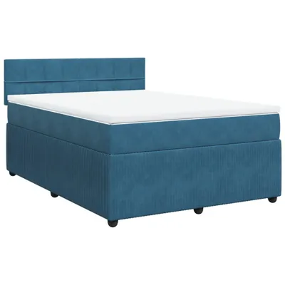 Produktbild von Boxspringbett mit Matratze Blau 140x200 cm Samt