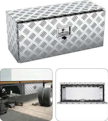 Produktbild von LARS360 Abschließbare Alu Werkzeugkiste Truckbox, Transportkiste mit Schloss, Wetterfeste Anhängerbox für Werkzeuge und Zubehör - 91 x 36 x 40,5 cm