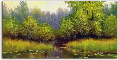 Produktbild von Coloray Acrylbild 120x60  Wandbild Acrylbilder Kunstdruck Waldlandschaft Holzsee Wasser