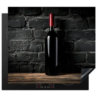 Produktbild von KitchenYeah© Herdabdeckplatte Wein - Flasche - Holz - Stein , 58x51cm, Küche Deko, Glaskeramikkochfeld Herdabdeckung, Abdeckplatte fùr Kochfeld