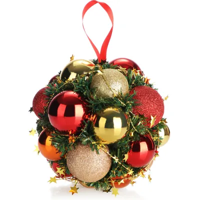 Produktbild von COM-FOUR® Weihnachts-Hänger für die Weihnachtsdeko, Christbaumhänger als winterlicher Dekoartikel, Anhänger mit bunt glitzernden Christbaumkugeln