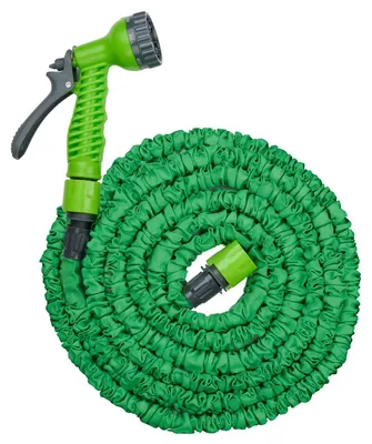 Produktbild von Kinzo Flexibler Gartenschlauch 10 m inkl. Sprühkopf mit 7 Sprühpositionen Kunststoff Grün/Grau
