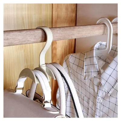 Produktbild von 360° drehbarer Taschenhaken Aufbewahrungsregal aus Kunststoff für Kleiderschrank, multifunktionaler Handtaschen- und Krawattenhalter, 8 Stück