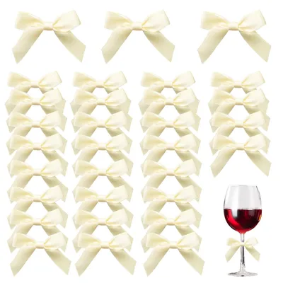 Produktbild von Geschenkschleifen - 50 Stück - Für Hochzeiten und Geschenkverpackungen - Hellgelb