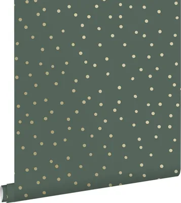 Immagine prodotto di ESTAhome carta da parati puntini verde scuro e oro 53 cm x 10.05 m
