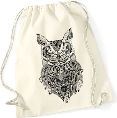 Produktbild von Turnbeutel Eule Aztekenmuster Boho Aztec Owl Hipster Beutel Tasche Bohemian Autiga®