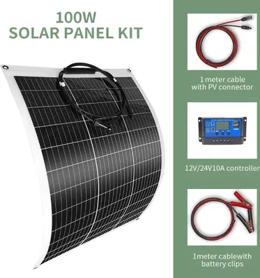 Obrázek produktu pro 100W sada solárních panelů, účinnost 24 %, flexibilní design, 1 ks 100W sada