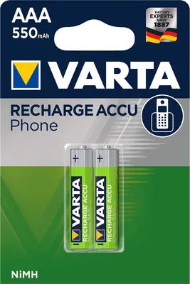 Produktbild von Varta 58397101402, Wiederaufladbarer Akku, AAA, Nickel-Metallhydrid (NiMH), 1,2 V, 2 Stück(e), 550 mAh