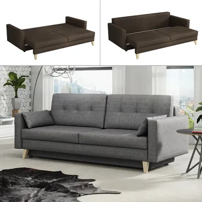 Produktbild von MIRJAN24 Schlafsofa Marina, Sofa mit Bettkasten, Couch, Sofagarnitur, Polstergarnitur, Stilvoll Polstersofa mit Schlaffunktion (Sawana 21)