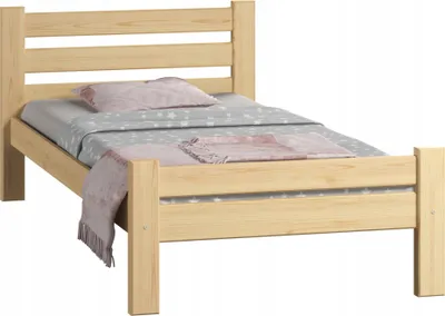 Produktbild von Bett 90x200, Bettrahmen, Holzbett mit Lattenrost | Massives Kiefernholz | Stabil & Langlebig | 210x102x72 cm (BxTxH) | Kiefer Natur
