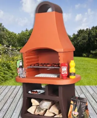 Produktbild von Casa Padrino Luxus Gartengrill Orange / Braun 98 x 58 x H. 177 cm