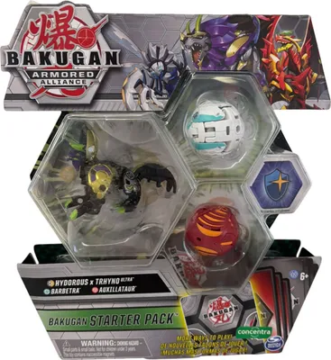 Produktbild von Spin Master, Bakugan Armored Alliance, Hydorous x Trhyno Ultra, Barbetra, Auxillatur, Charakterkarten, Fähigkeitskarten, Starter Pack