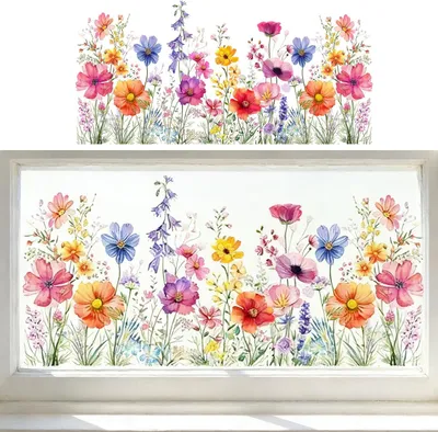 Produktbild von Fensterbilder im Frühling, 3 Stück, bunte Blumenmotive für die Fensterdekoration