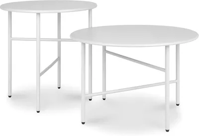 Produktbild von Bomoe 2er Set Beistelltisch Outdoor Ø 44x46cm + Ø 53x36cm, Weiß