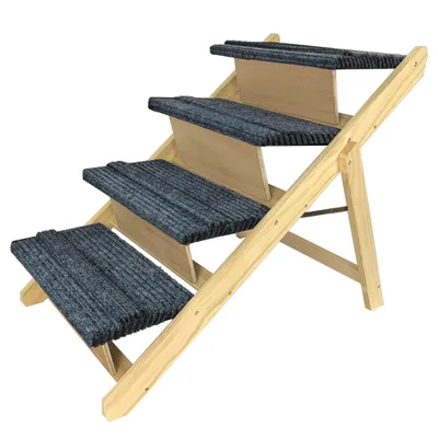 Produktbild von JNGLGO Hundetreppe Klappbar Hunderampe 2-in1 Haustiertreppe aus Holz Tiertreppe mit Anti-rutsch Einsatz, Petwalk Hundeleiter Auffahrrampe Für Haustiere bis zu 80 kg