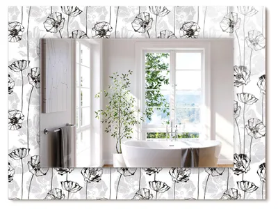 Produktbild von Blumen monochromes Muster – Rechteckiger Spiegel mit Druck 80x60 cm – Modern - Dekorativ für die Wand