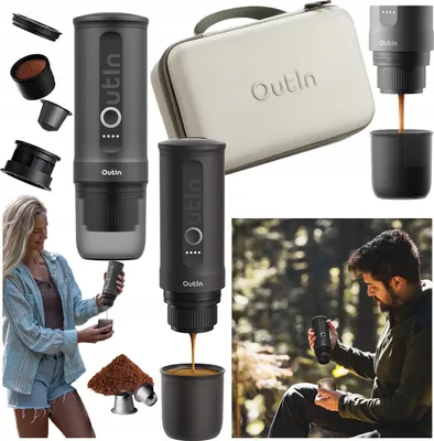 Zdjęcie produktu dla Outin OTEM-01-SG-Bag Zestaw podróżny Nano Space Grey, Szary, Kapsułka kawy, Kawa mielona, 20 bar, 92 °C, 7500 mAh, 2,5 h