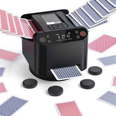 Kartenmischer & -dealer, 2-in-1, 12 Spieler, 4 Fernbedienungen, schwarz