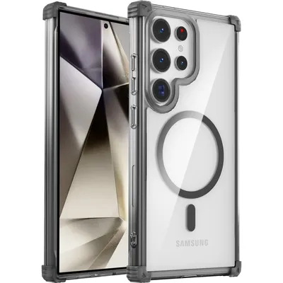 Immagine prodotto di Custodia magnetica per Samsung Galaxy S24 Ultra compatibile con MagSafe, antiurto, protezione militare custodia trasparente nera