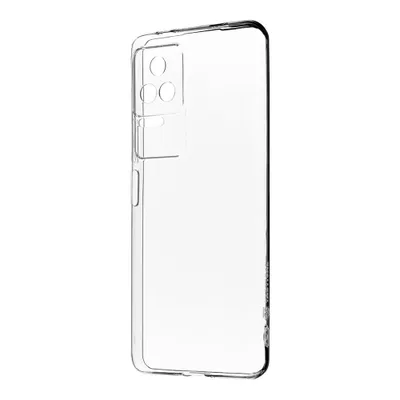 A clear, transparent phone case is shown against a white background.