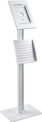Produktbild von Tablet-Halterung PUREMOUNTS PDS-5921, mit Standfuß und Prospekthalter, weiß