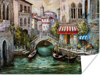 Produktbild von MuchoWow® Poster Gemälde - Öl - Wasser - Graben - Italien 40x30 cm - Plakate für die Wände - Poster Wohnzimmer