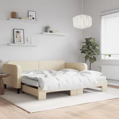 Image de Maison Exclusive - Canapé-lit convertible avec matelas, couleur crème, 100 x 200 cm, tissu