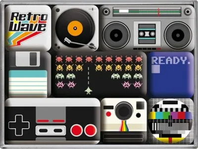 Zdjęcie produktu dla Magnesy Na Lodówkę 9Szt Retro Wave Media