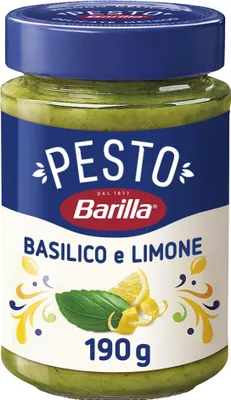 Produktbild von Barilla Pesto Basilico e Limone 12x190g | Glutenfreie Italienische Pasta-Sauce mit einer Note von Limone / Zitrone und Basilikum, Nudel-Soße, grünes Pesto