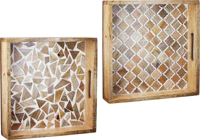Image de Gilde Tablett, quadratisch, "Taverno", Mangoholz, naturfarben, , , L. 30,5 cm, B. 30,5 cm, H. 5 cm 2 Stück wie abgebildet 55867