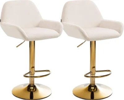 Produktbild von 2er Set Barhocker Braga Gold Samt - creme