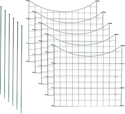 Produktbild von EINFEBEN Teichzaun Drahtzäune Gartenzaun 11tlg Set Zaun Teich mit 5 Zaunelemente und 6 Befestigungsstaeben, Metallzaun Gruen, Gitterzaun, Gartenzaun, Campingzaun (Unterbogen)