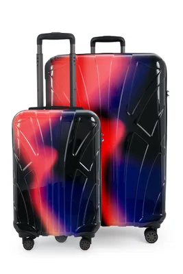 Obrázek produktu pro Suitline - Sada 2 kufrů, vozík na palubní zavazadla 55x35x20 cm + velký kufr, zavazadlový pás o velikosti 158 cm s možností rozšíření na 76 cm, ABS, TSA, ,neonově červený
