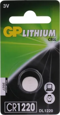 Obrázok produktu pre GP Batteries Lithium Cell CR1220, Batéria na jedno použitie, CR1220, Lítium, 3 V, 1 kusov, Nerezová oceľ