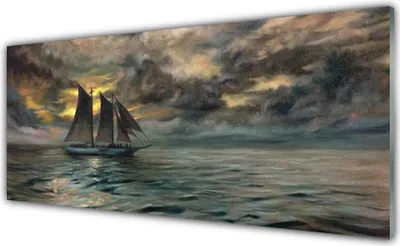 Produktbild von Glasbilder 125x50 Wandbild Druck auf Glas Meer Boot Landschaft