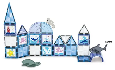 Productafbeelding van Magnetische bouwstenen Ocean, transparant, 40 stuks - X-Bida, geschikt voor kinderen vanaf 3 jaar