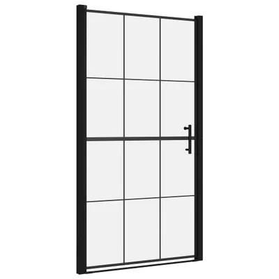 Image de vidaXL Porte de douche en verre trempé 100 x 178 cm noir