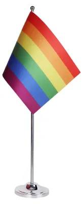 Produktbild von Regenbogen-Banner – 22 x 15 cm – aus Satin – mit Metallfuß
