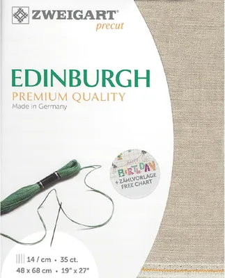 Zdjęcie produktu dla Tkanina do haftu EDINBURGH Zweigart Precut 35 ct. 3217 kolor 52 natrur, tkanina do haftu wykonana w 100% z lnu 48x68 cm
