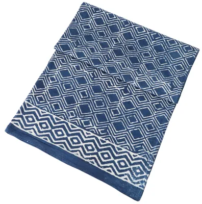 Produktbild von Blockdruck Tagesdecke, Bett & Sofaüberwurf, Handgearbeiteter Wandbehang, Wandtuch - Design 1, Blau, Baumwolle, Größe: Single 150*200 cm