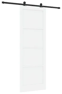 Produktbild von Schiebetür Weiß und Schwarz 83 x 232 cm Massives Kiefernholz
