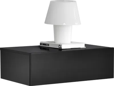 Produktbild von Wandregal 'Oslo' mit Schublade 46x30x15cm Schwarz Hochglanz
